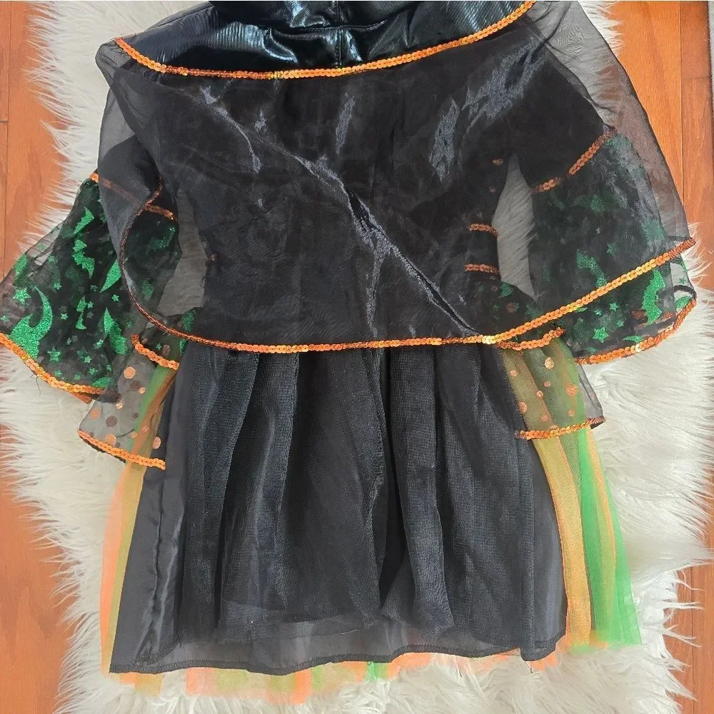 Kids Halloween Witch Costume - Black, Green, and Orange
